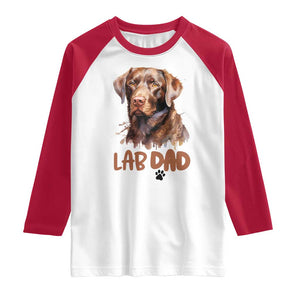 Chocolate Labrador Retriever Dad Raglan Shirt Dog Lover Gift TS12 White Red Print Your Wear