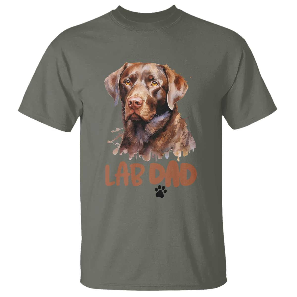 Chocolate Labrador Retriever Dad T Shirt Dog Lover Gift TS12 Military Green Print Your Wear