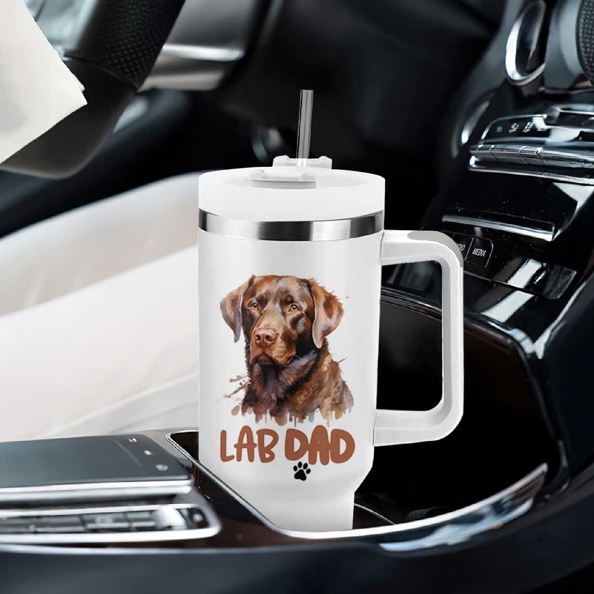 Chocolate Labrador Retriever Dad Tumbler With Handle Dog Lover Gift TS12 Print Your Wear
