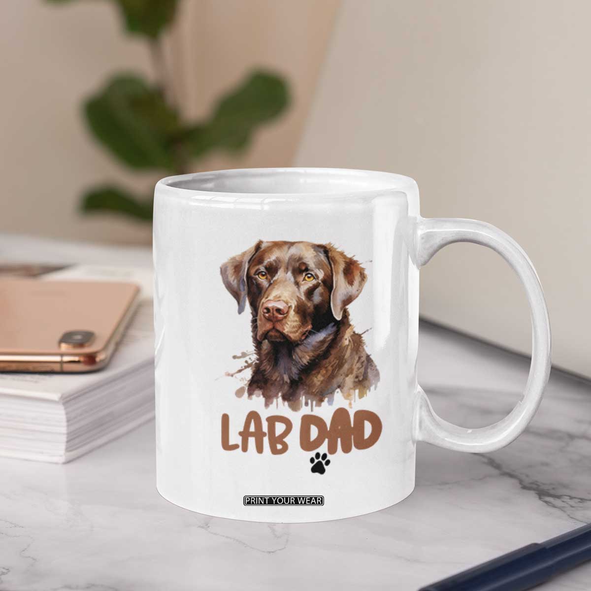 Chocolate Labrador Retriever Dad Coffee Mug Dog Lover Gift TS12 Print Your Wear