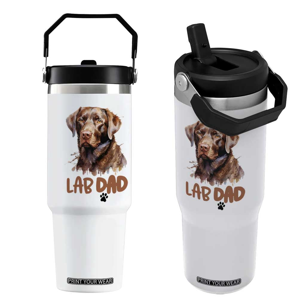 Chocolate Labrador Retriever Dad Flip Straw Tumbler Dog Lover Gift TS12 One Size: 30 oz White Print Your Wear