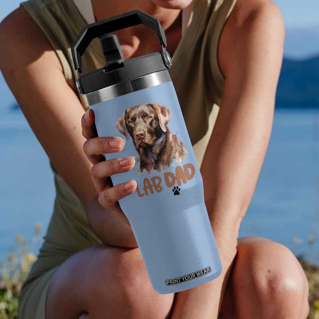 Chocolate Labrador Retriever Dad Flip Straw Tumbler Dog Lover Gift TS12 One Size: 30 oz Light Blue Print Your Wear