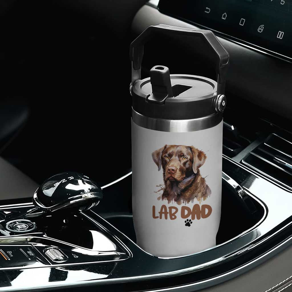 Chocolate Labrador Retriever Dad Flip Straw Tumbler Dog Lover Gift TS12 Print Your Wear
