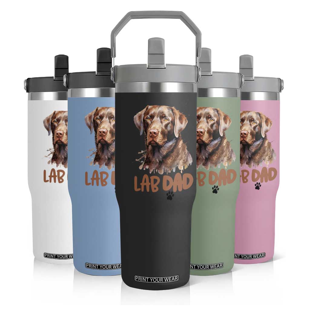 Chocolate Labrador Retriever Dad Flip Straw Tumbler Dog Lover Gift TS12 Print Your Wear