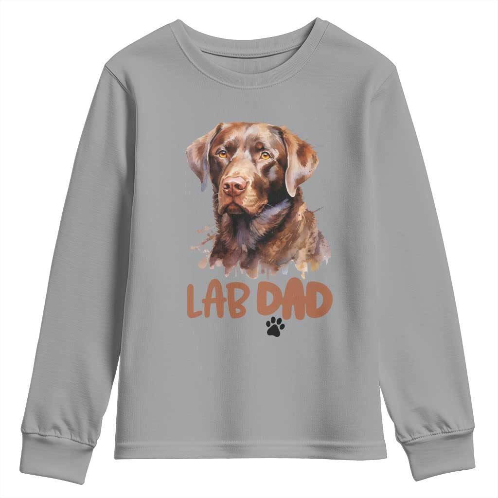 Chocolate Labrador Retriever Dad Youth Sweatshirt Dog Lover Gift TS12 Sport Gray Print Your Wear