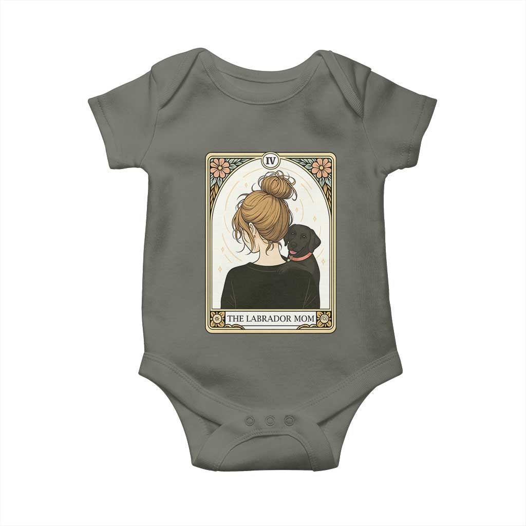 Black Labrador Mom Baby Onesie Funny Tarot Card Dog Lover Gift TS12 Military Green Print Your Wear