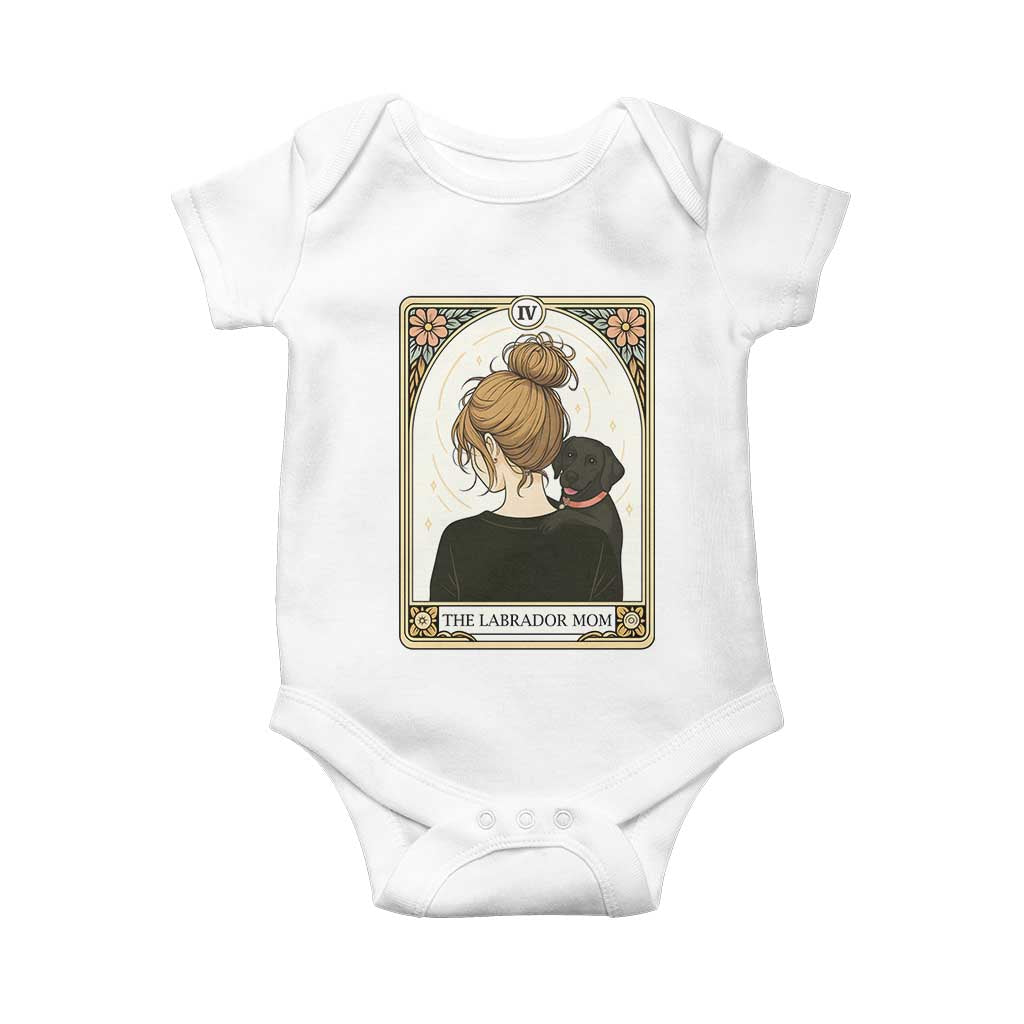 Black Labrador Mom Baby Onesie Funny Tarot Card Dog Lover Gift TS12 White Print Your Wear