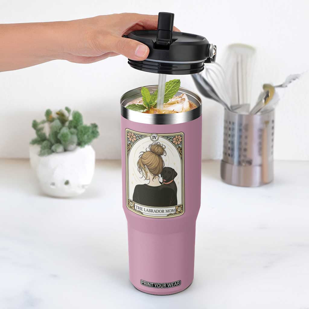 Black Labrador Mom Flip Straw Tumbler Funny Tarot Card Dog Lover Gift TS12 One Size: 30 oz Light Pink Print Your Wear