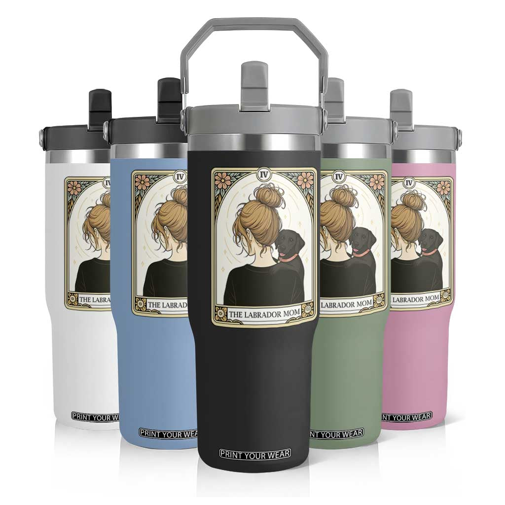 Black Labrador Mom Flip Straw Tumbler Funny Tarot Card Dog Lover Gift TS12 Print Your Wear