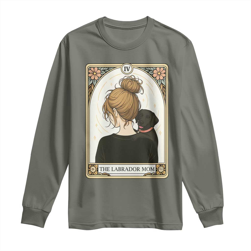 Black Labrador Mom Long Sleeve Shirt Funny Tarot Card Dog Lover Gift TS12 Military Green Print Your Wear