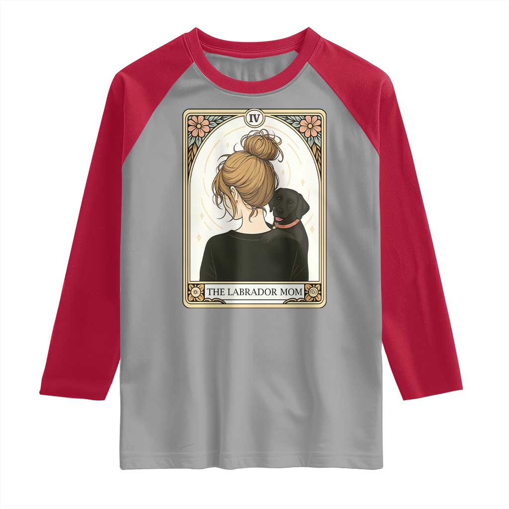 Black Labrador Mom Raglan Shirt Funny Tarot Card Dog Lover Gift TS12 Sport Gray Red Print Your Wear