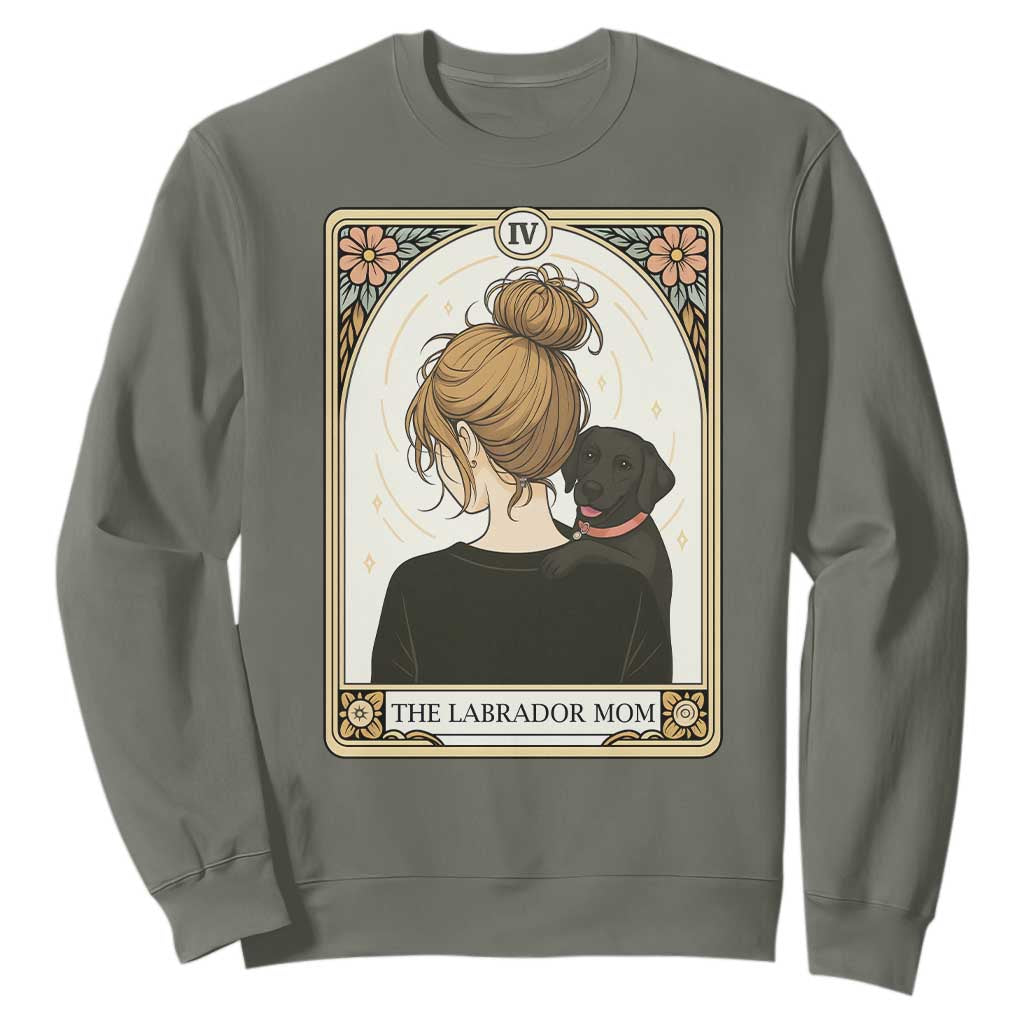 Black Labrador Mom Sweatshirt Funny Tarot Card Dog Lover Gift TS12 Military Green Print Your Wear