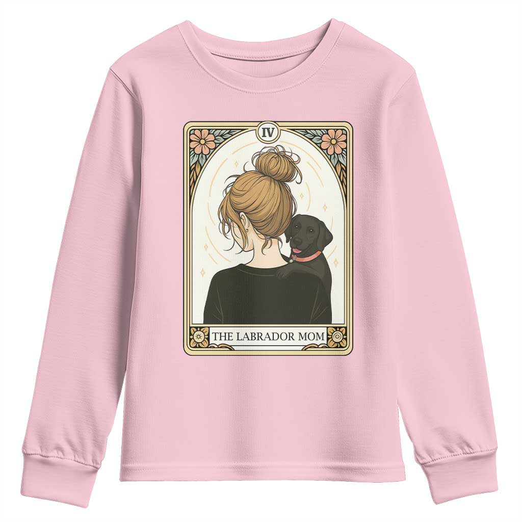 Black Labrador Mom Youth Sweatshirt Funny Tarot Card Dog Lover Gift TS12 Light Pink Print Your Wear