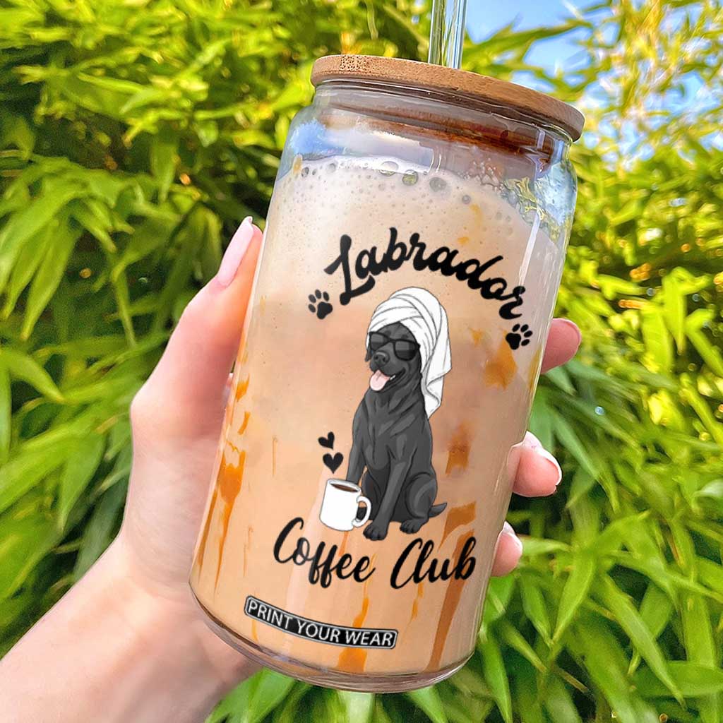 Labrador Coffee Club Glass Can Funny Dog Lover Gift TS12 White Print Your Wear