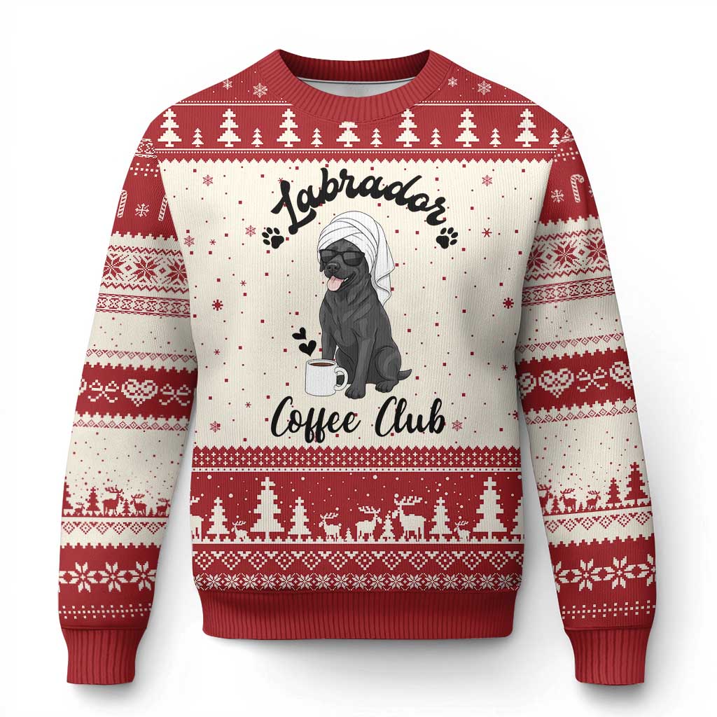 Labrador Coffee Club Ugly Christmas Sweater Funny Dog Lover Gift TS12 Beige Red Print Your Wear
