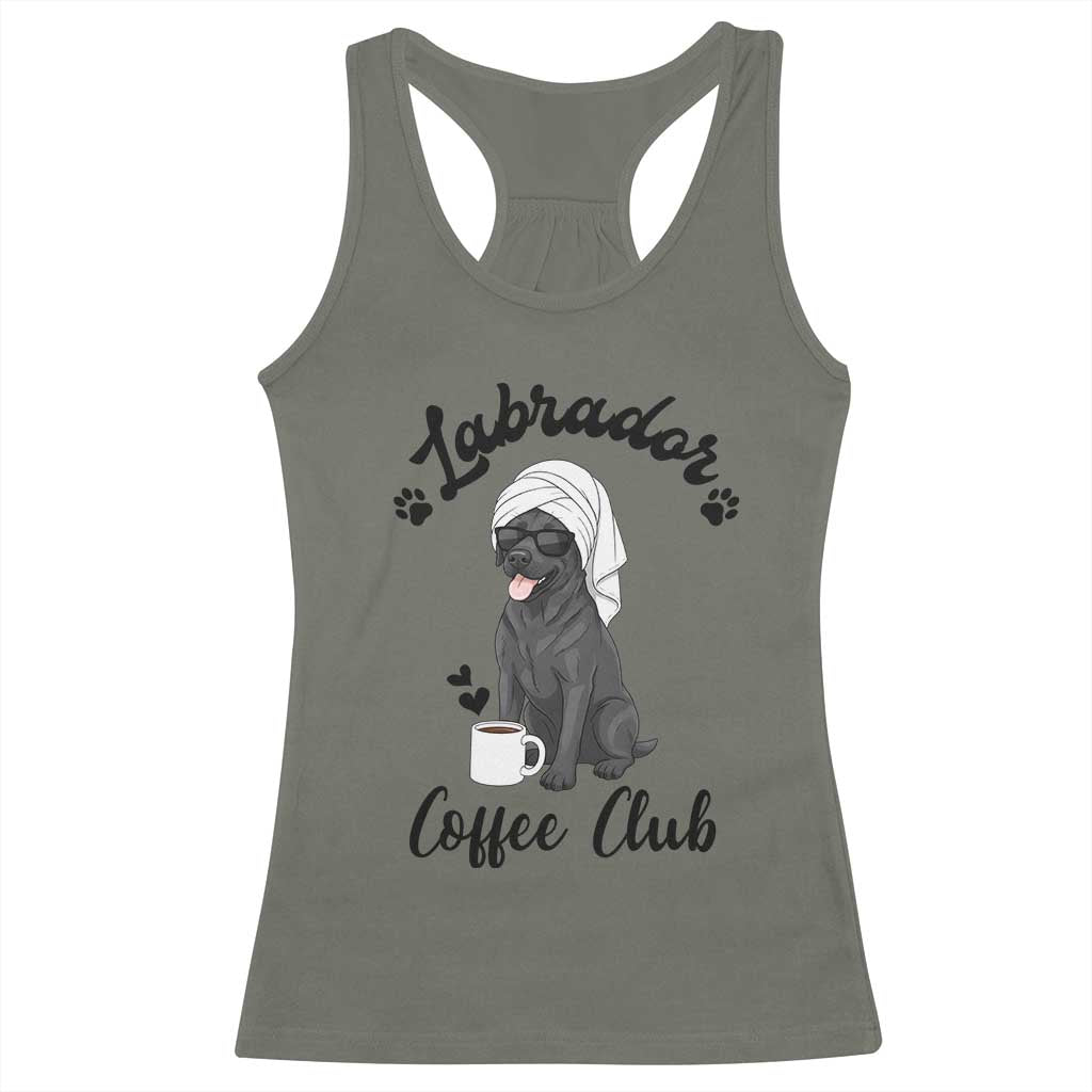 Labrador Coffee Club Racerback Tank Top Funny Dog Lover Gift TS12 Military Green Print Your Wear