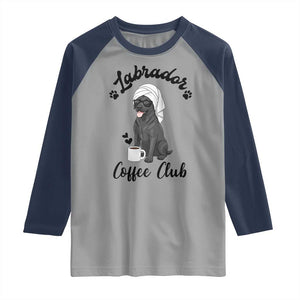 Labrador Coffee Club Raglan Shirt Funny Dog Lover Gift TS12 Sport Gray Navy Print Your Wear