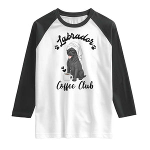 Labrador Coffee Club Raglan Shirt Funny Dog Lover Gift TS12 White Black Print Your Wear
