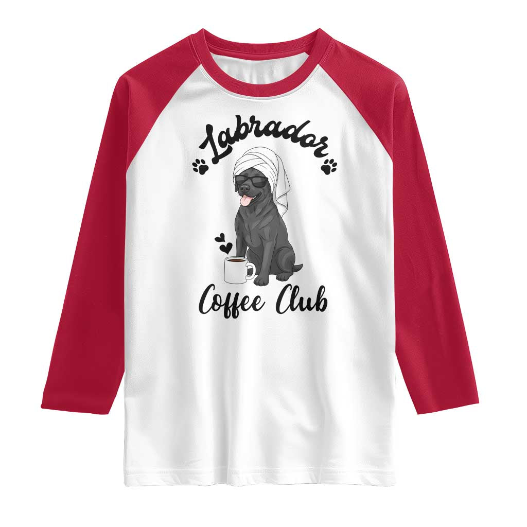 Labrador Coffee Club Raglan Shirt Funny Dog Lover Gift TS12 White Red Print Your Wear