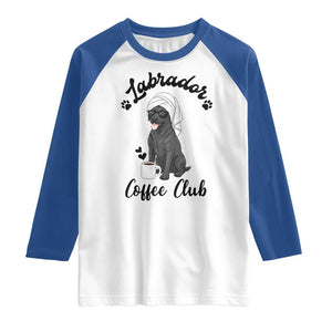 Labrador Coffee Club Raglan Shirt Funny Dog Lover Gift TS12 White Royal Print Your Wear