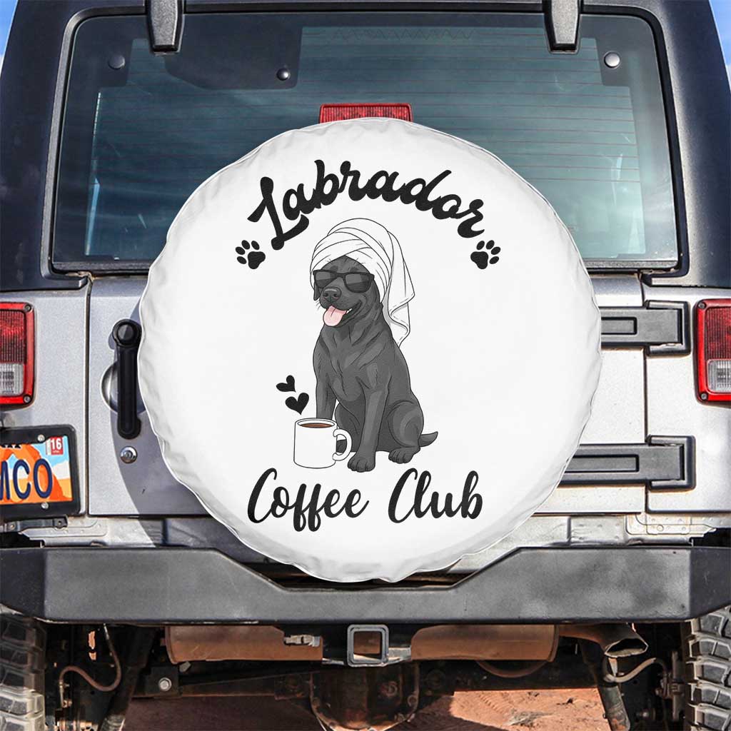 Labrador Coffee Club Spare Tire Cover Funny Dog Lover Gift TS12 No hole White Print Your Wear
