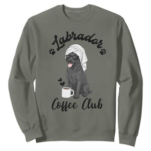 Labrador Coffee Club Sweatshirt Funny Dog Lover Gift TS12 Military Green Print Your Wear
