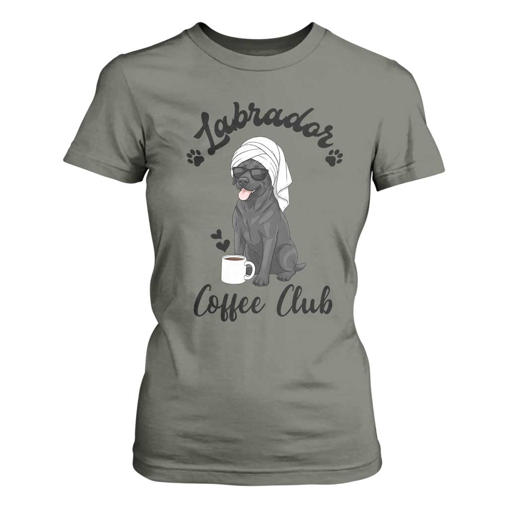 Labrador Coffee Club T Shirt For Women Funny Dog Lover Gift TS12 Military Green Print Your Wear
