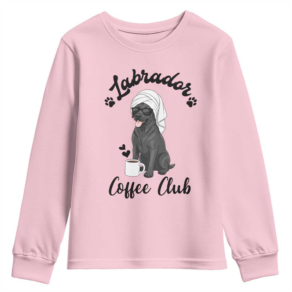 Labrador Coffee Club Youth Sweatshirt Funny Dog Lover Gift TS12 Light Pink Print Your Wear