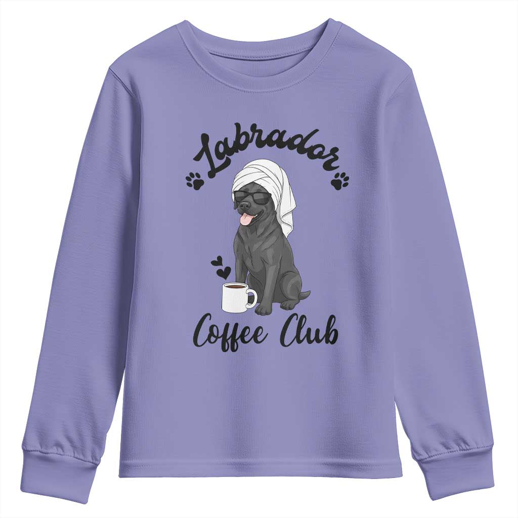 Labrador Coffee Club Youth Sweatshirt Funny Dog Lover Gift TS12 Violet Print Your Wear