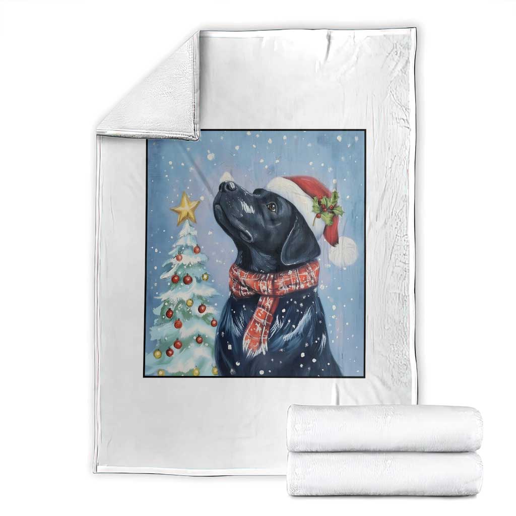 Cute Black Lab Christmas Throw Blanket Holiday Dog Lover Gift Idea TS12 White Print Your Wear