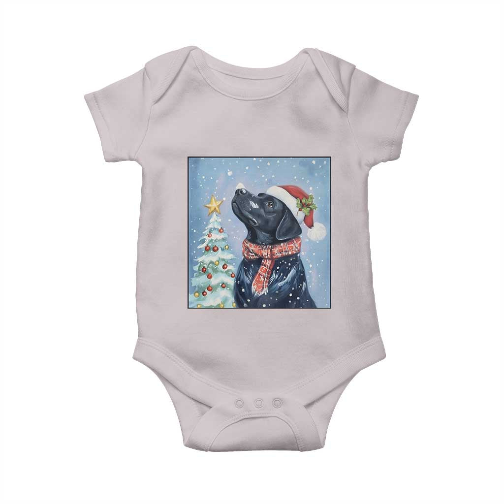 Cute Black Lab Christmas Baby Onesie Holiday Dog Lover Gift Idea TS12 Ice Gray Print Your Wear