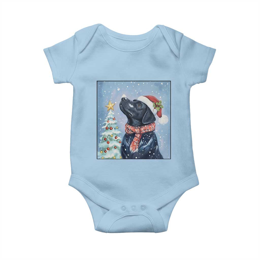 Cute Black Lab Christmas Baby Onesie Holiday Dog Lover Gift Idea TS12 Light Blue Print Your Wear