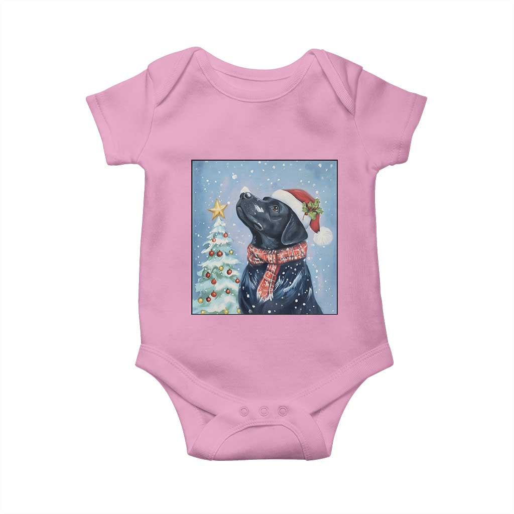 Cute Black Lab Christmas Baby Onesie Holiday Dog Lover Gift Idea TS12 Light Pink Print Your Wear