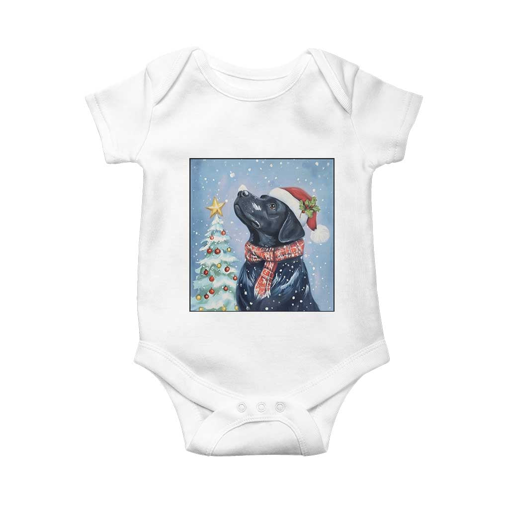 Cute Black Lab Christmas Baby Onesie Holiday Dog Lover Gift Idea TS12 White Print Your Wear