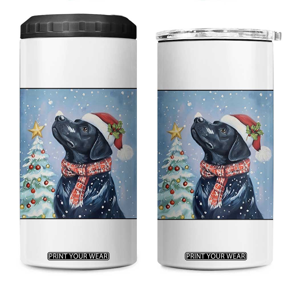 Cute Black Lab Christmas 4 in 1 Can Cooler Tumbler Holiday Dog Lover Gift Idea TS12 One Size: 16 oz White Print Your Wear