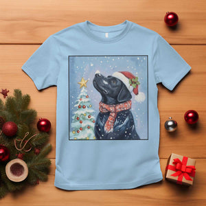Cute Black Lab Christmas T Shirt Holiday Dog Lover Gift Idea TS12 Light Blue Print Your Wear