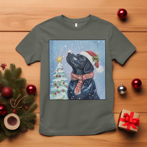 Cute Black Lab Christmas T Shirt Holiday Dog Lover Gift Idea TS12 Military Green Print Your Wear