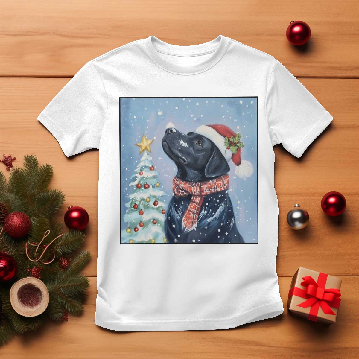 Cute Black Lab Christmas T Shirt Holiday Dog Lover Gift Idea TS12 White Print Your Wear