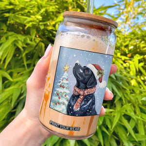 Cute Black Lab Christmas Glass Can Holiday Dog Lover Gift Idea TS12 White Print Your Wear