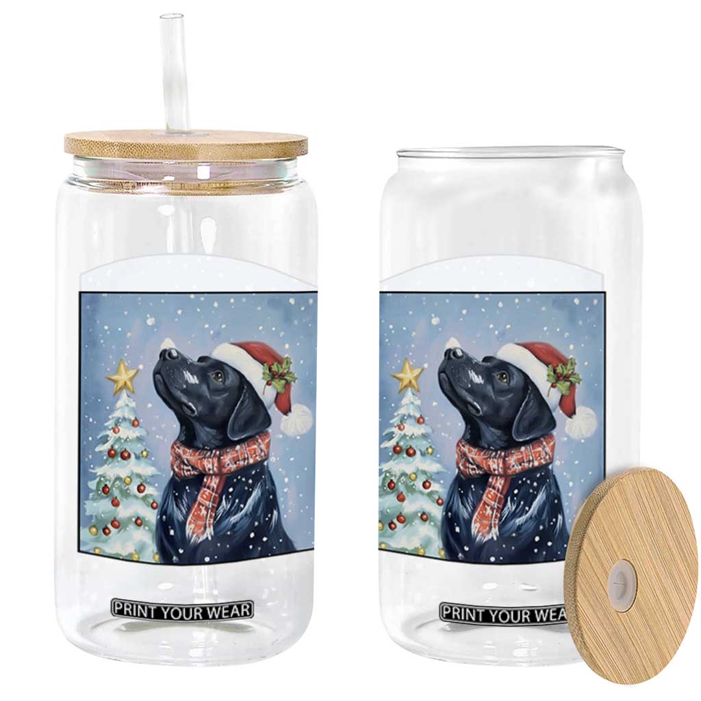 Cute Black Lab Christmas Glass Can Holiday Dog Lover Gift Idea TS12 Print Your Wear