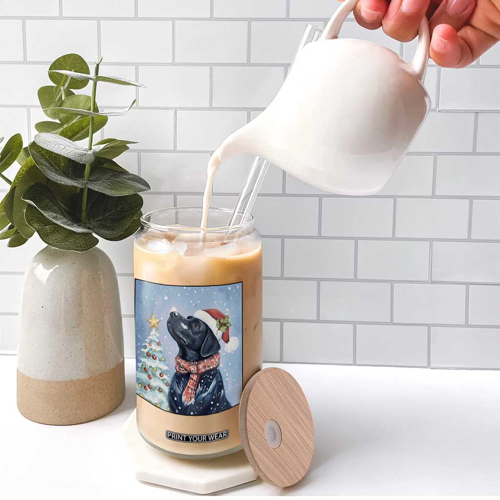 Cute Black Lab Christmas Glass Can Holiday Dog Lover Gift Idea TS12 Print Your Wear