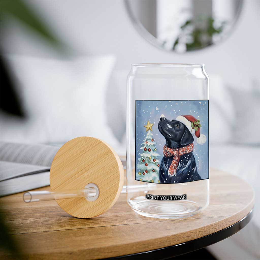 Cute Black Lab Christmas Glass Can Holiday Dog Lover Gift Idea TS12 Print Your Wear