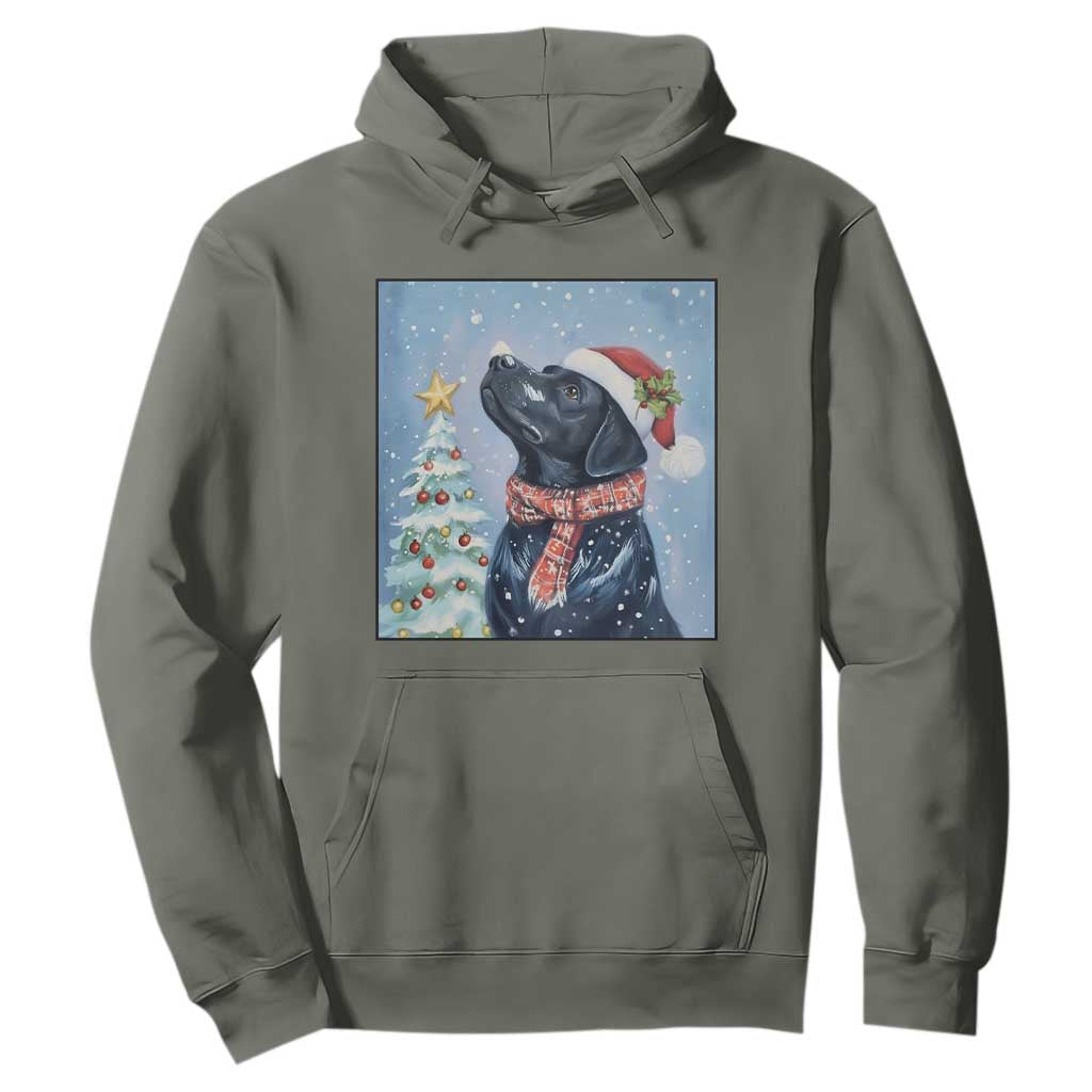 Cute Black Lab Christmas Hoodie Holiday Dog Lover Gift Idea TS12 Military Green Print Your Wear