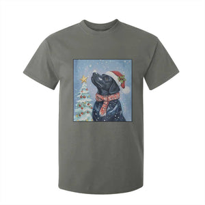 Cute Black Lab Christmas T Shirt For Kid Holiday Dog Lover Gift Idea TS12 Military Green Print Your Wear