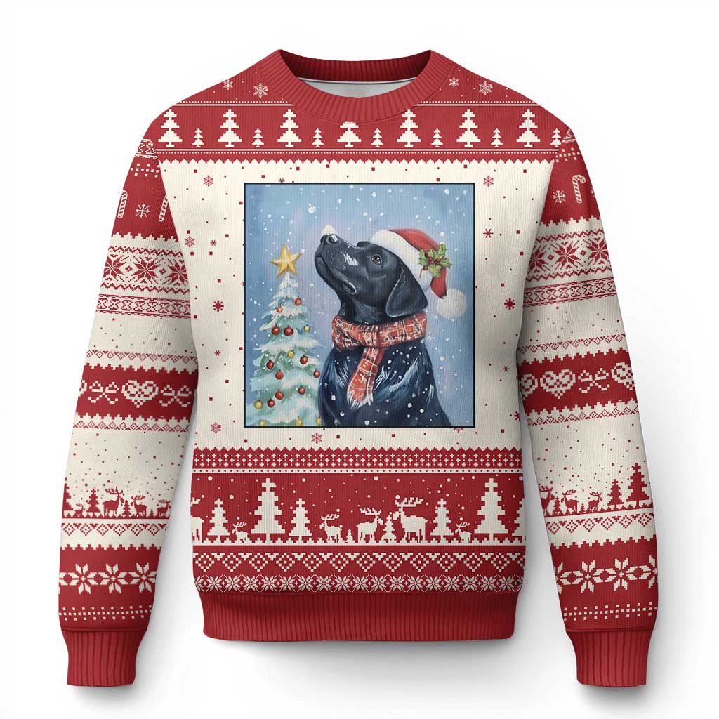 Cute Black Lab Xmas Ugly Christmas Sweater Holiday Dog Lover Gift Idea - Print Your Wear