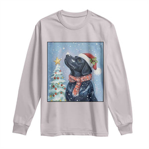 Cute Black Lab Christmas Long Sleeve Shirt Holiday Dog Lover Gift Idea TS12 Ice Gray Print Your Wear