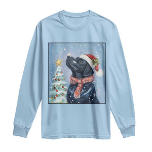 Cute Black Lab Christmas Long Sleeve Shirt Holiday Dog Lover Gift Idea TS12 Light Blue Print Your Wear