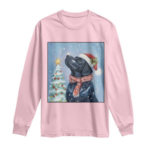 Cute Black Lab Christmas Long Sleeve Shirt Holiday Dog Lover Gift Idea TS12 Light Pink Print Your Wear