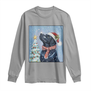 Cute Black Lab Christmas Long Sleeve Shirt Holiday Dog Lover Gift Idea TS12 Sport Gray Print Your Wear