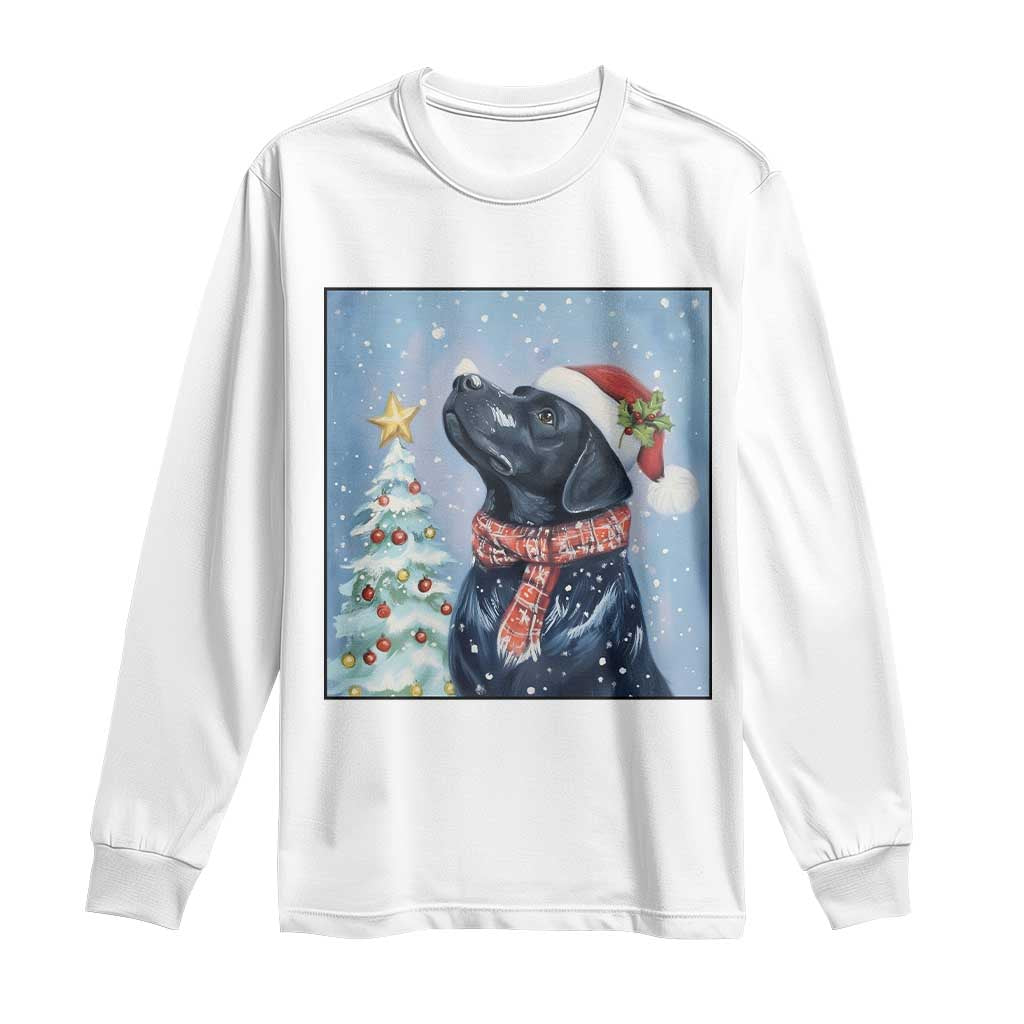 Cute Black Lab Christmas Long Sleeve Shirt Holiday Dog Lover Gift Idea TS12 White Print Your Wear